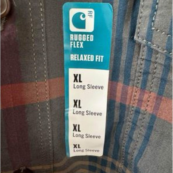 Carhartt Rugged Flex Relaxed Fit Lightweight Long Sleeve Plaid Shirt Night Blue - Picture 4 of 5